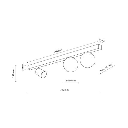 Spotlampe VOX 2xG9/8W/230V + 1xGU10/10W sort