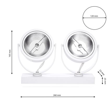 Spotlys LUGAR 2xAR111 - GU10/25W/230V