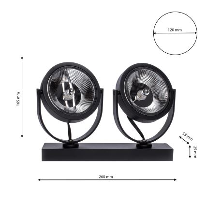 Spotlys LUGAR 2xAR111 - GU10/25W/230V
