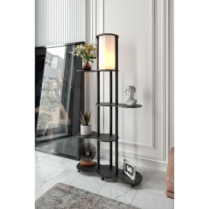 Stående lampe med hylder NOTO 1xE27/40W/230V sort