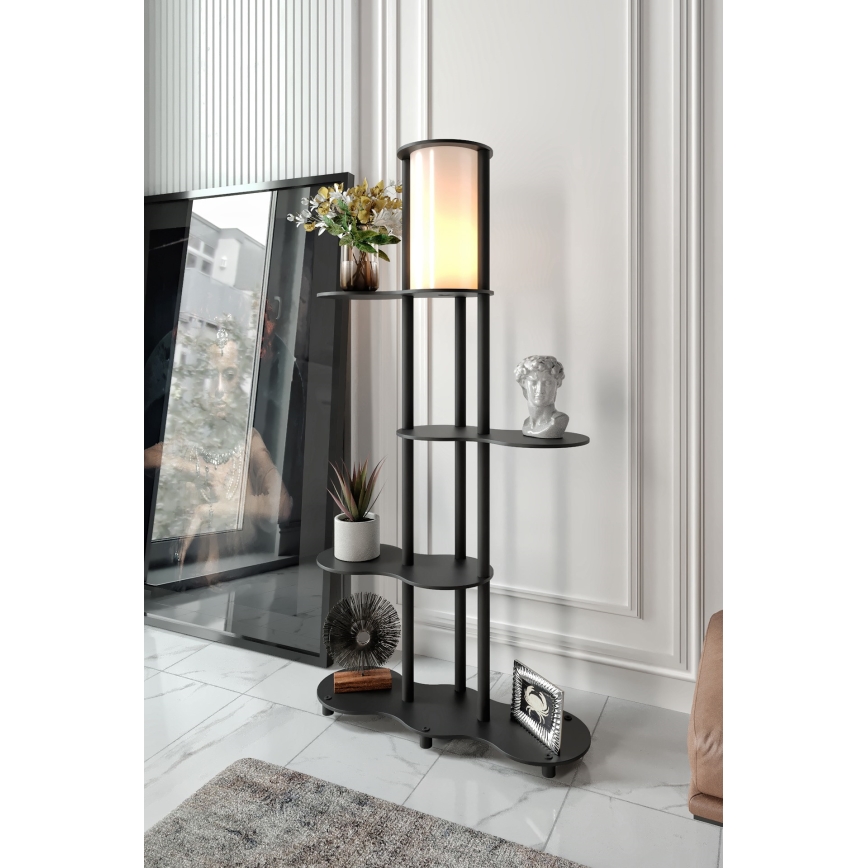 Stående lampe med hylder NOTO 1xE27/40W/230V sort