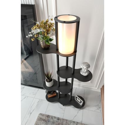 Stående lampe med hylder NOTO 1xE27/40W/230V sort