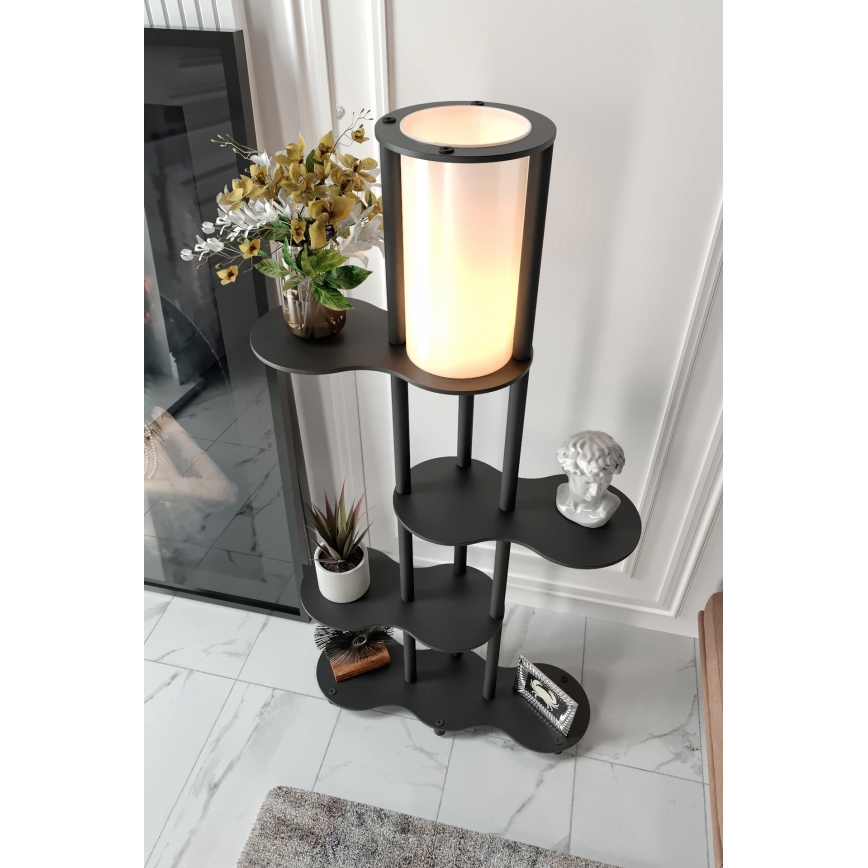 Stående lampe med hylder NOTO 1xE27/40W/230V sort