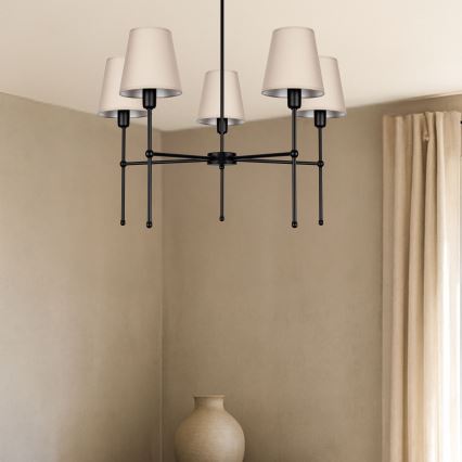 Stangloftlampe MADELA 5xE14/40W/230V beige/sort