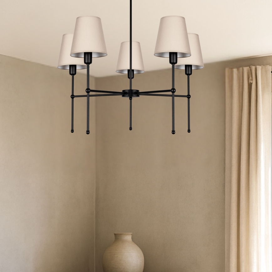 Stangloftlampe MADELA 5xE14/40W/230V beige/sort