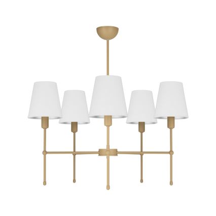 Stangpendel MADELA 5xE14/40W/230V hvid/beige