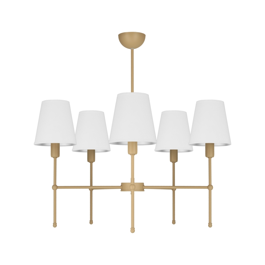 Stangpendel MADELA 5xE14/40W/230V hvid/beige