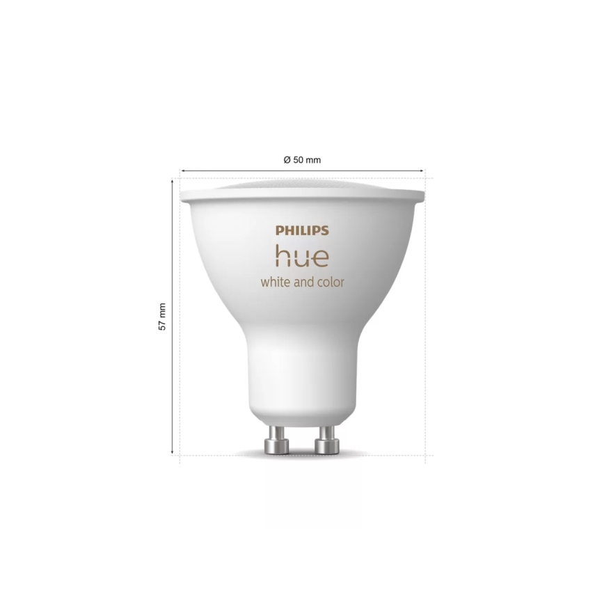 Startpakke Philips Hue WHITE AND COLOR AMBIANCE 3xGU10/4,2W 2000-6500K + tilslutningsenhed