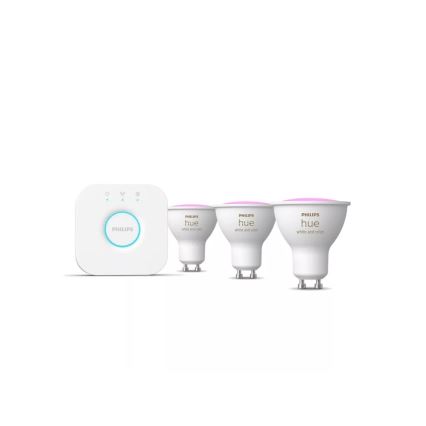 Startpakke Philips Hue White and Color Ambiance 3x GU10/4,2W/230V 2200-6500K + Hue Bridge