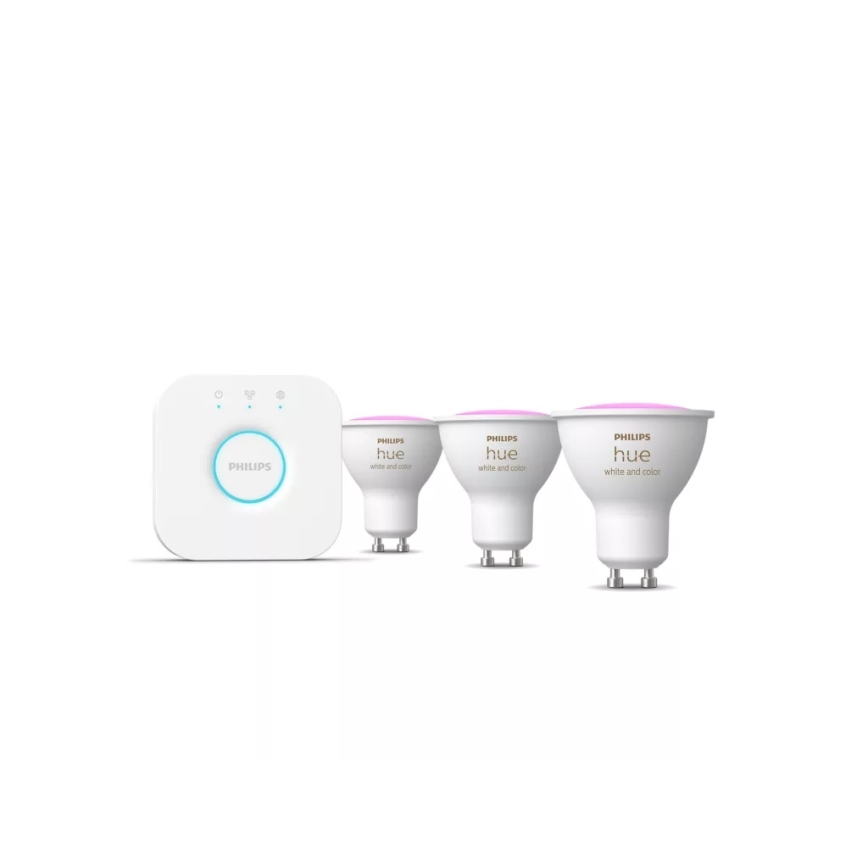 Startpakke Philips Hue White and Color Ambiance 3x GU10/4,2W/230V 2200-6500K + Hue Bridge