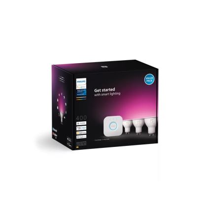 Startpakke Philips Hue White and Color Ambiance 3x GU10/4,2W/230V 2200-6500K + Hue Bridge