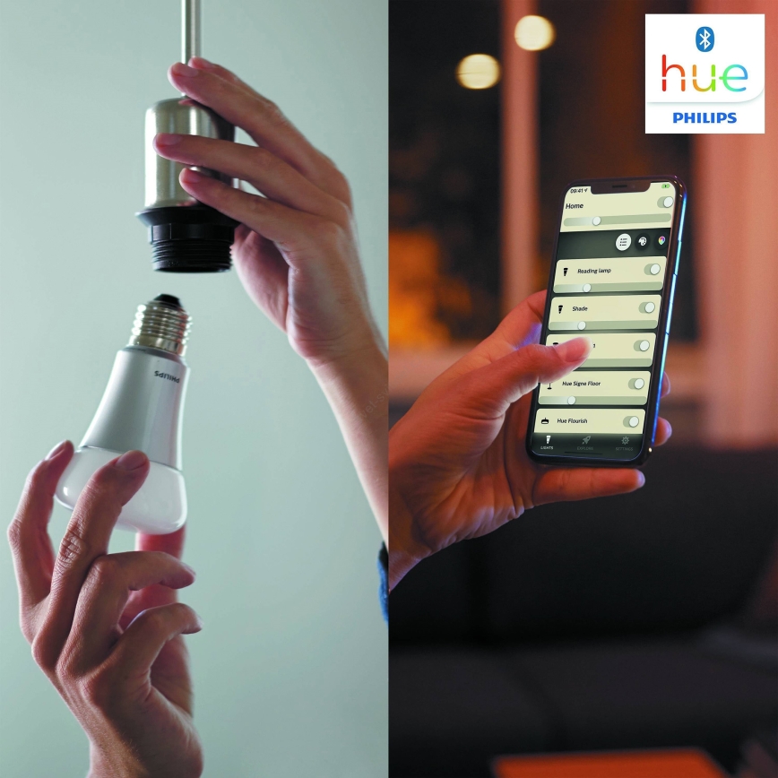Philips Hue White Ambiance startpakke 2xE27/8W/230V + Hue Bridge og Dimmer Switch