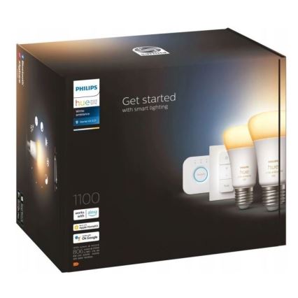 Philips Hue White Ambiance startpakke 2xE27/8W/230V + Hue Bridge og Dimmer Switch