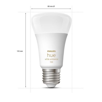 Philips Hue White Ambiance startpakke 2xE27/8W/230V + Hue Bridge og Dimmer Switch
