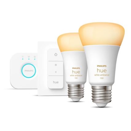 Startpakke Philips Hue WHITE AMBIANCE 2xE27/8W/230V + forbindelsesenhed