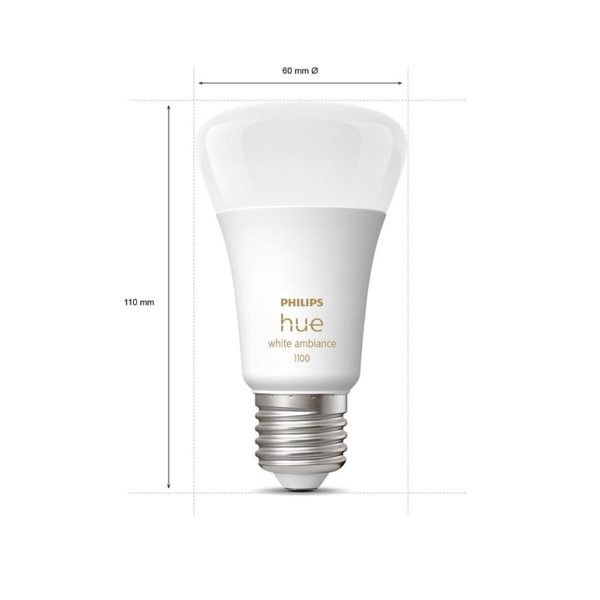 Startpakke Philips Hue WHITE AMBIANCE 2xE27/8W/230V + forbindelsesenhed
