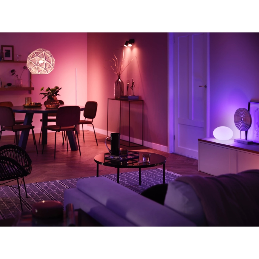 Startpakke Philips Hue WHITE AND COLOR AMBIANCE 2xE27/9W/230V 2200-6500K + smart-udtag, Hue Bridge og Dimmer Switch