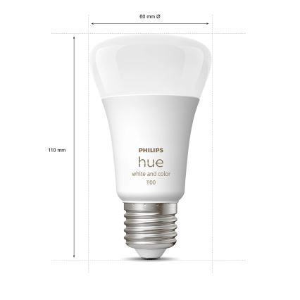 Startpakke Philips Hue WHITE AND COLOR AMBIANCE 2xE27/9W/230V 2200-6500K + smart-udtag, Hue Bridge og Dimmer Switch