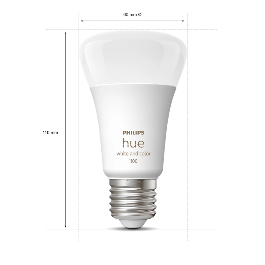 Startpakke Philips Hue WHITE AND COLOR AMBIANCE 2xE27/9W/230V 2200-6500K + smart-udtag, Hue Bridge og Dimmer Switch
