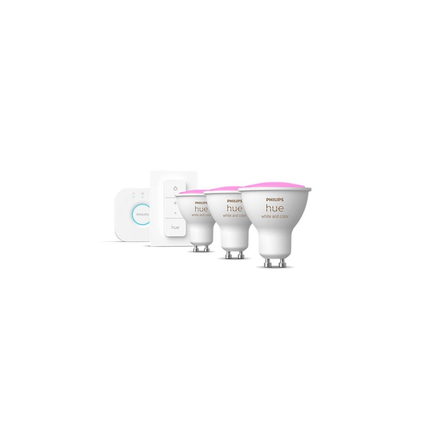 Startsæt Philips Hue WHITE AND COLOR AMBIANCE 3xGU10/4,3W 2000-6500K + tilslutningsenhed