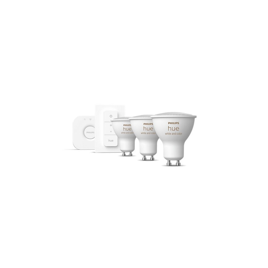 Startsæt Philips Hue WHITE AND COLOR AMBIANCE 3xGU10/4,3W 2000-6500K + tilslutningsenhed