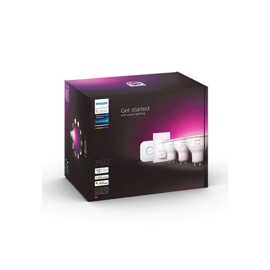 Startsæt Philips Hue WHITE AND COLOR AMBIANCE 3xGU10/4,3W 2000-6500K + tilslutningsenhed