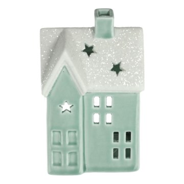 Stearinlyshus porcelæn 11,1 cm mintgrøn