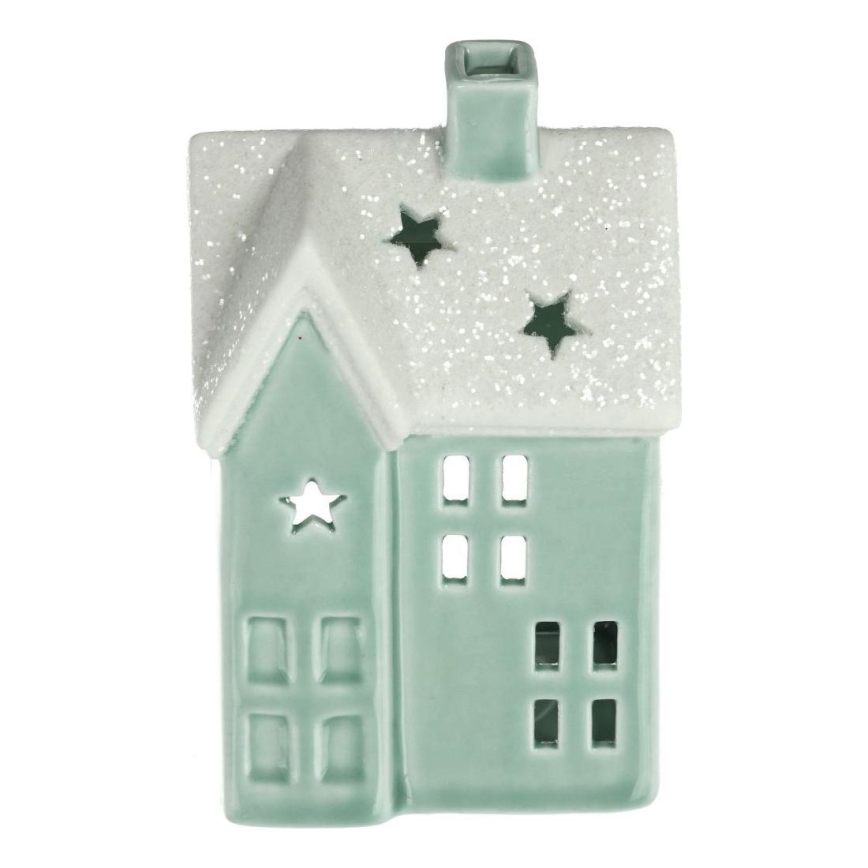Stearinlyshus porcelæn 11,1 cm mintgrøn