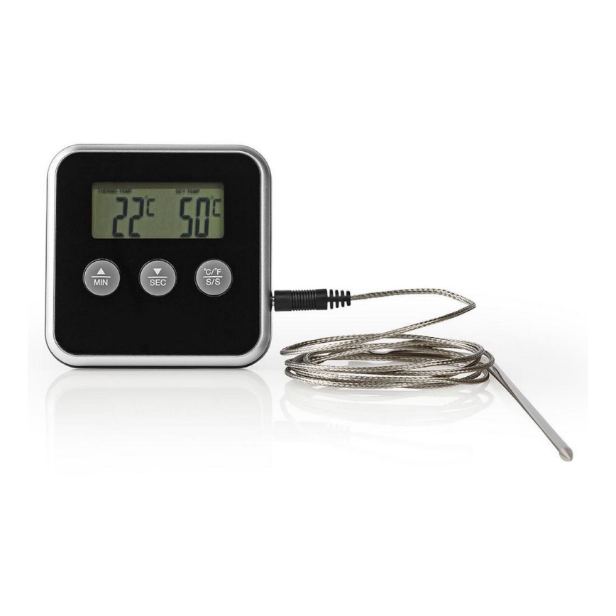 Stegetermometer med display og timer 0-250 °C 1xAAA