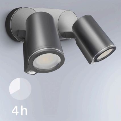 STEINEL 058654 - Udendørs LED væglampe med sensor SPOT DUO 2xGU10/7,5W/230V IP44