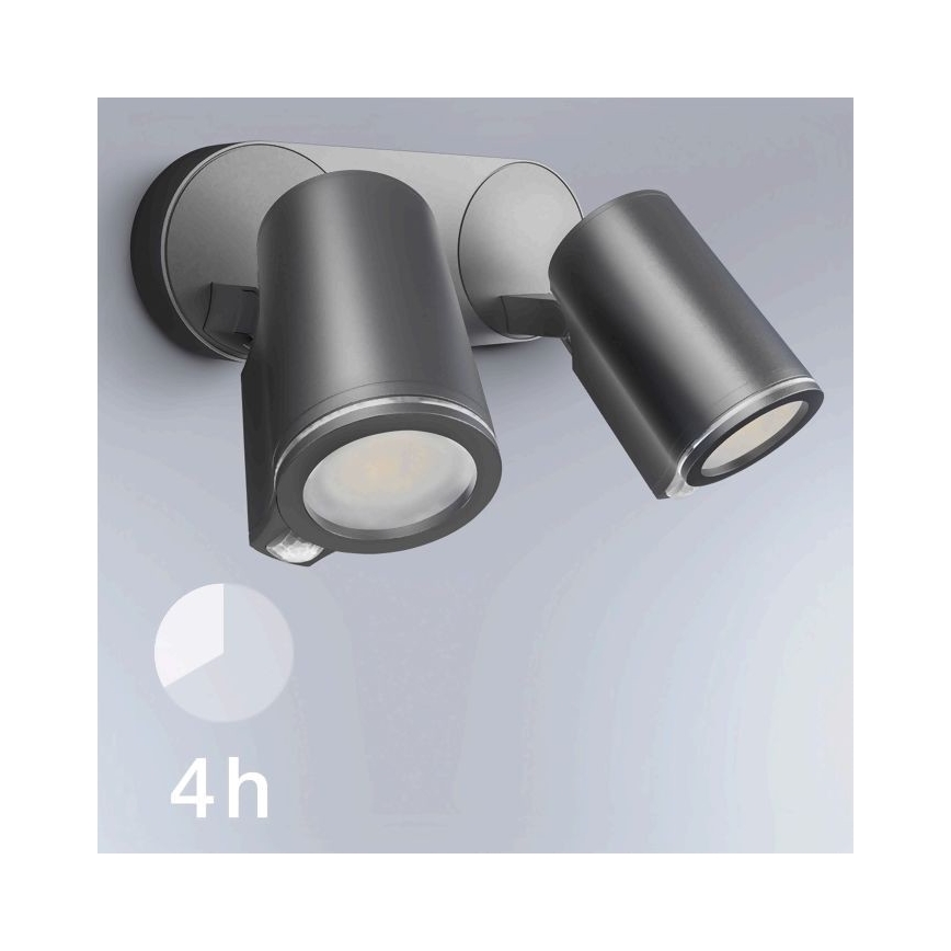 STEINEL 058654 - Udendørs LED væglampe med sensor SPOT DUO 2xGU10/7,5W/230V IP44