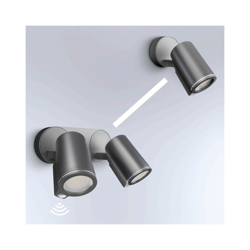 STEINEL 058654 - Udendørs LED væglampe med sensor SPOT DUO 2xGU10/7,5W/230V IP44