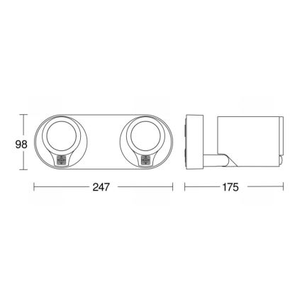 STEINEL 058654 - Udendørs LED væglampe med sensor SPOT DUO 2xGU10/7,5W/230V IP44