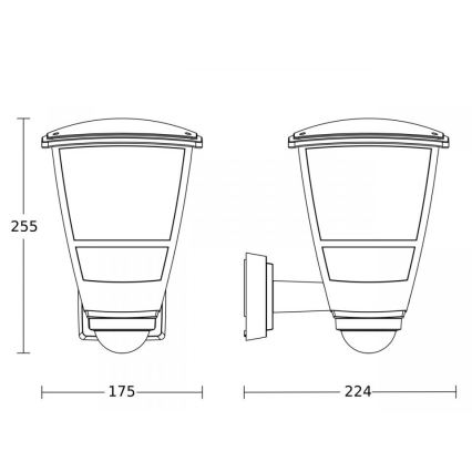 Steinel 084769 - Udendørs væglampe med sensor L10S 1xE27/15W/230V IP44