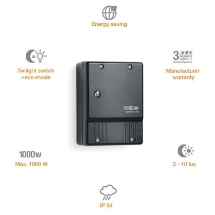 STEINEL 550318 - Skumringssensor NightMatic 2000 sort IP54