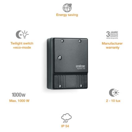 STEINEL 550318 - Skumringssensor NightMatic 2000 sort IP54