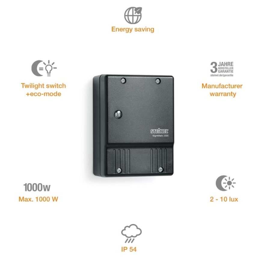 STEINEL 550318 - Skumringssensor NightMatic 2000 sort IP54