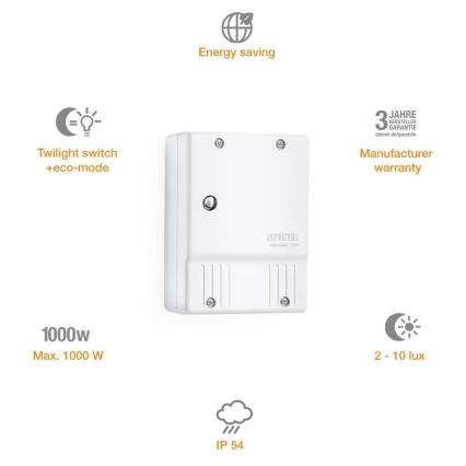 STEINEL 550417 - Skumringssensor NightMatic 2000 hvid IP54