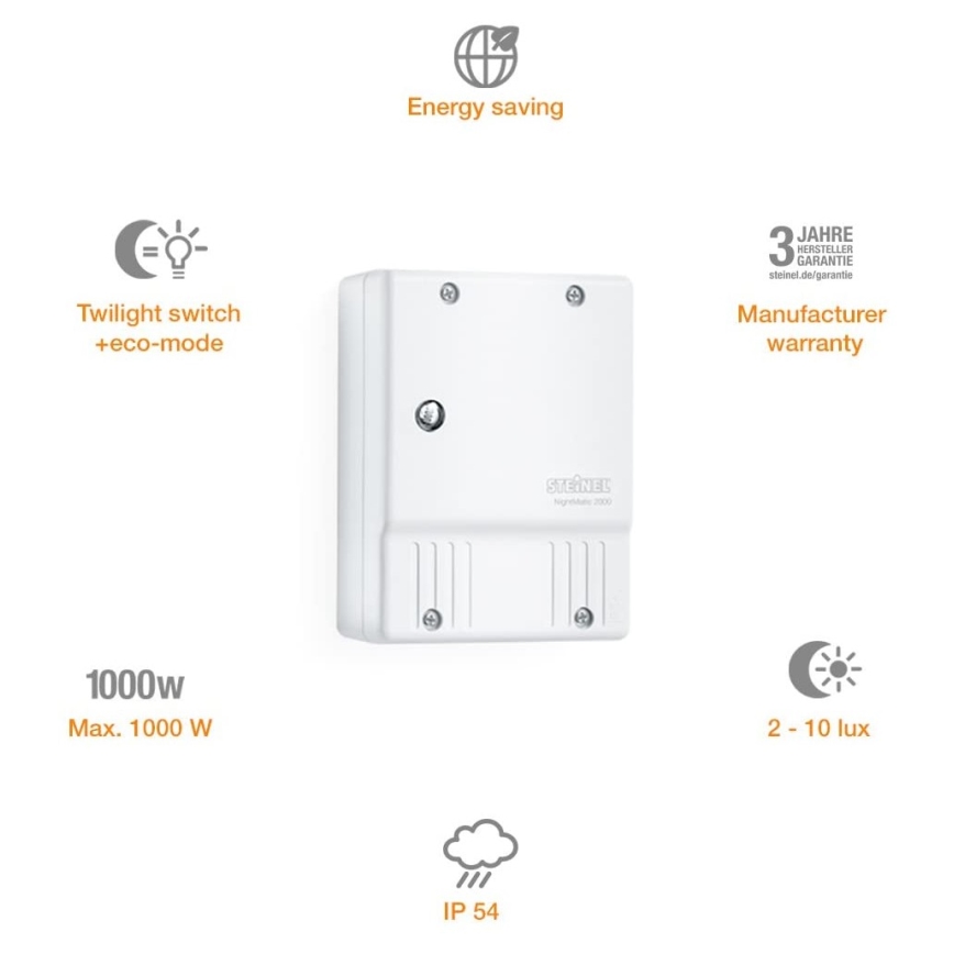 STEINEL 550417 - Skumringssensor NightMatic 2000 hvid IP54