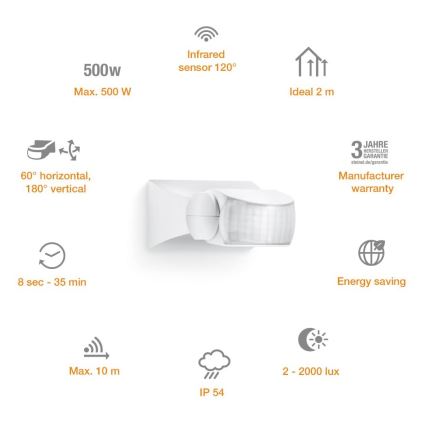 STEINEL 600310 -Infrarød sensor IS-1 hvid IP54