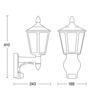 Steinel 617813 - Udendørs vægbelysning med sensor L 15 1xE27/60W/230V