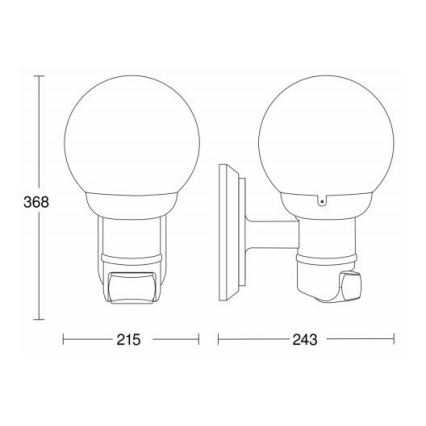 STEINEL 634216 - L 560 S Udendørs væglampe med sensor sort IP44