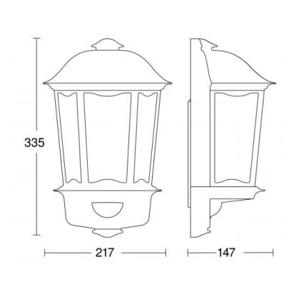 Steinel 644512 - Udendørs væglampe med sensor L 190 S 1xE27/100W/230V IP44