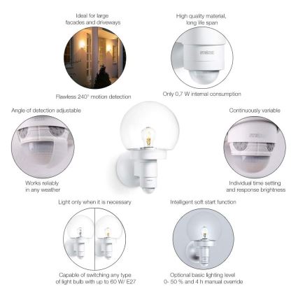 Steinel 657413 - Udendørslampe med sensor L 115 S 1xE27/60W/230V IP44