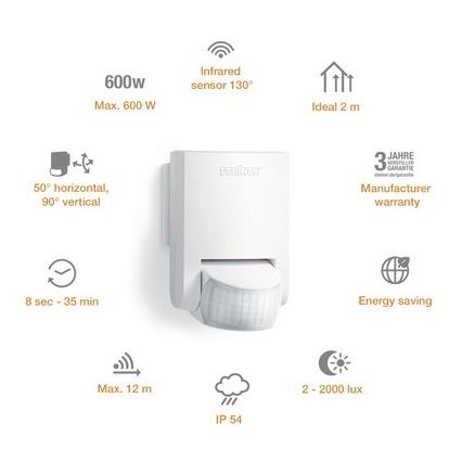 STEINEL 660314 - Udendørs infrarød sensor IS 130-2 hvid IP54