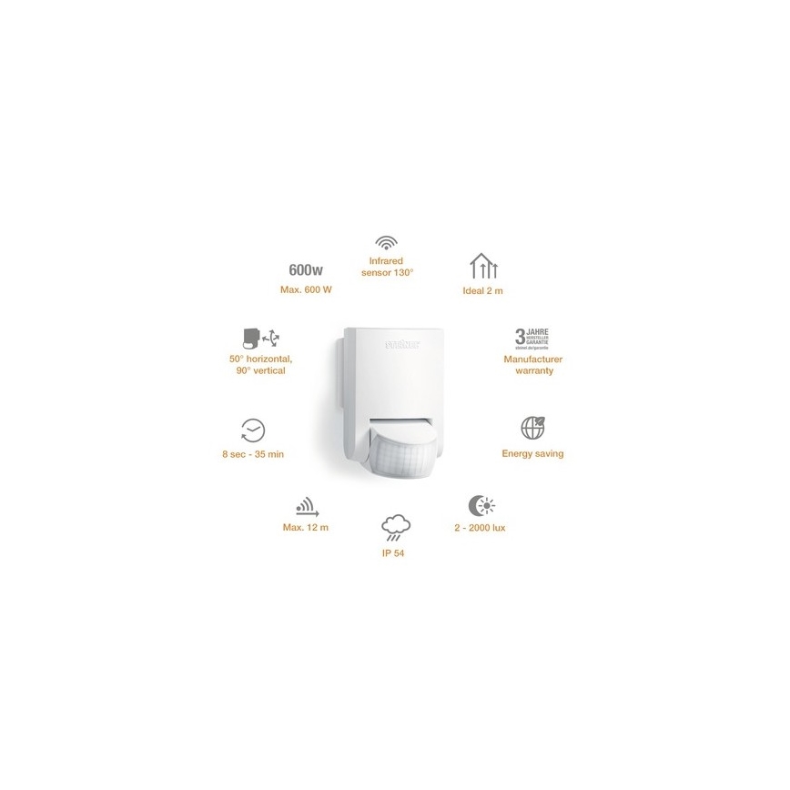 STEINEL 660314 - Udendørs infrarød sensor IS 130-2 hvid IP54