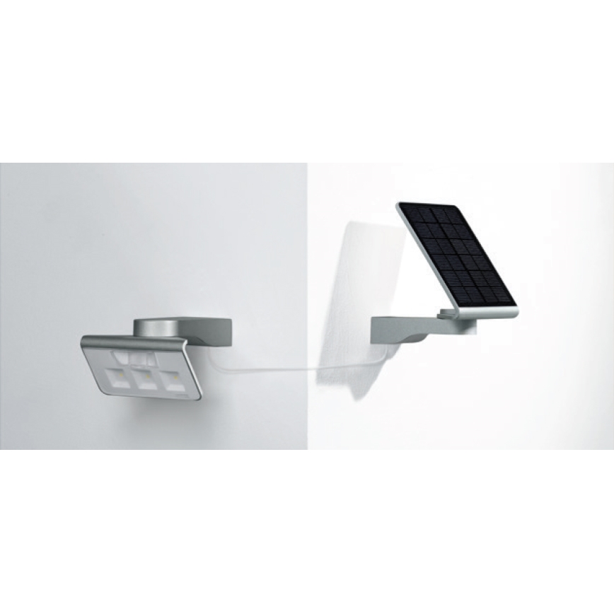 STEINEL 671013 - Soldrevet LED-projektør XSolar L-S 1,2W/LED sølvfarvet IP44 2500 mAh