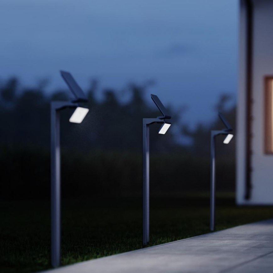 STEINEL 671211 - Soldrevet sensor LED projektør XSolar GL-S 0,5W/LED sølvfarvet IP44 2500 mAh