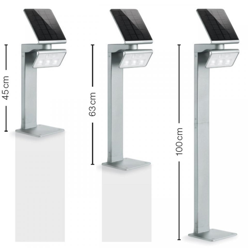 STEINEL 671211 - Soldrevet sensor LED projektør XSolar GL-S 0,5W/LED sølvfarvet IP44 2500 mAh
