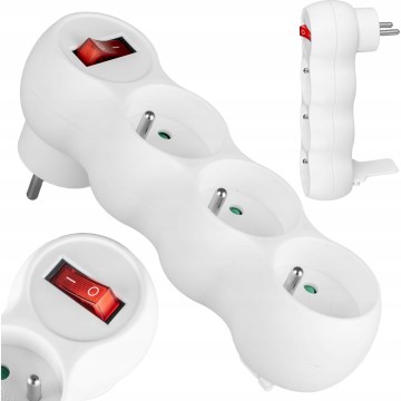 Stikdåse med afbryder, 3 udtag